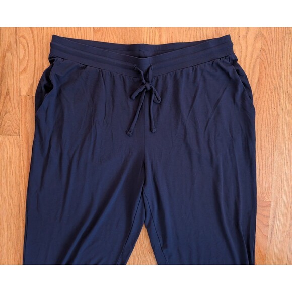 Eileen Fisher Navy Blue Fine Jersey Slouchy Pants Joggers Large Viscose Stretch - Picture 3 of 11
